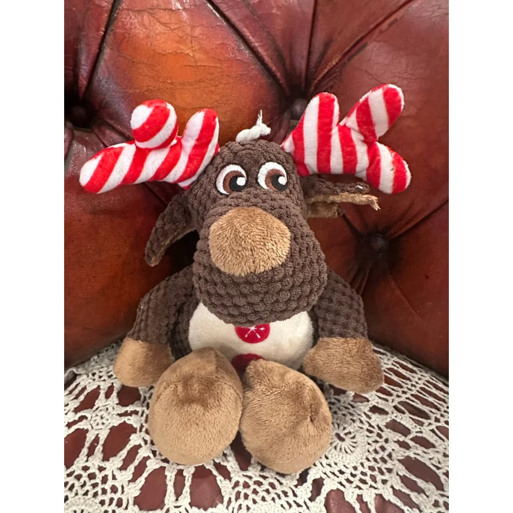 Holiday Time Bow Wow Dog Toys Brown Gray Reindeer Dogs